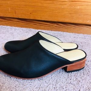 Ethically made black leather mules